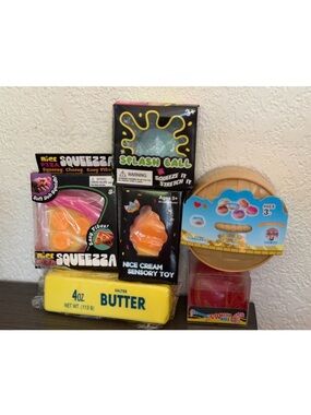 Assorted Sensory Squeeze Toy Bundle - Bright Orange, Yellow, Pink